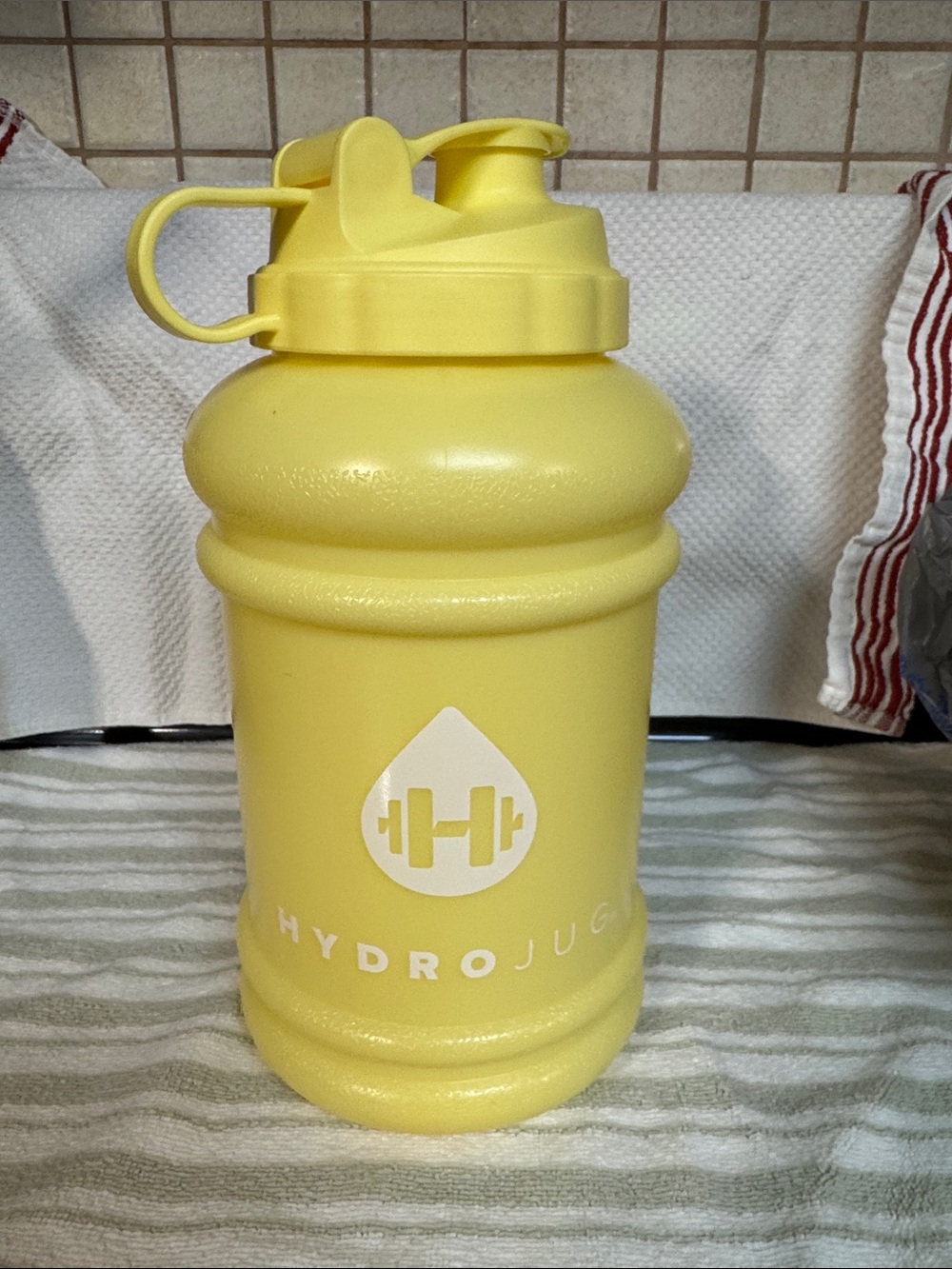 HydroJug Bright Yellow Fitness Water Jug with Flip-Top Lid 73oz